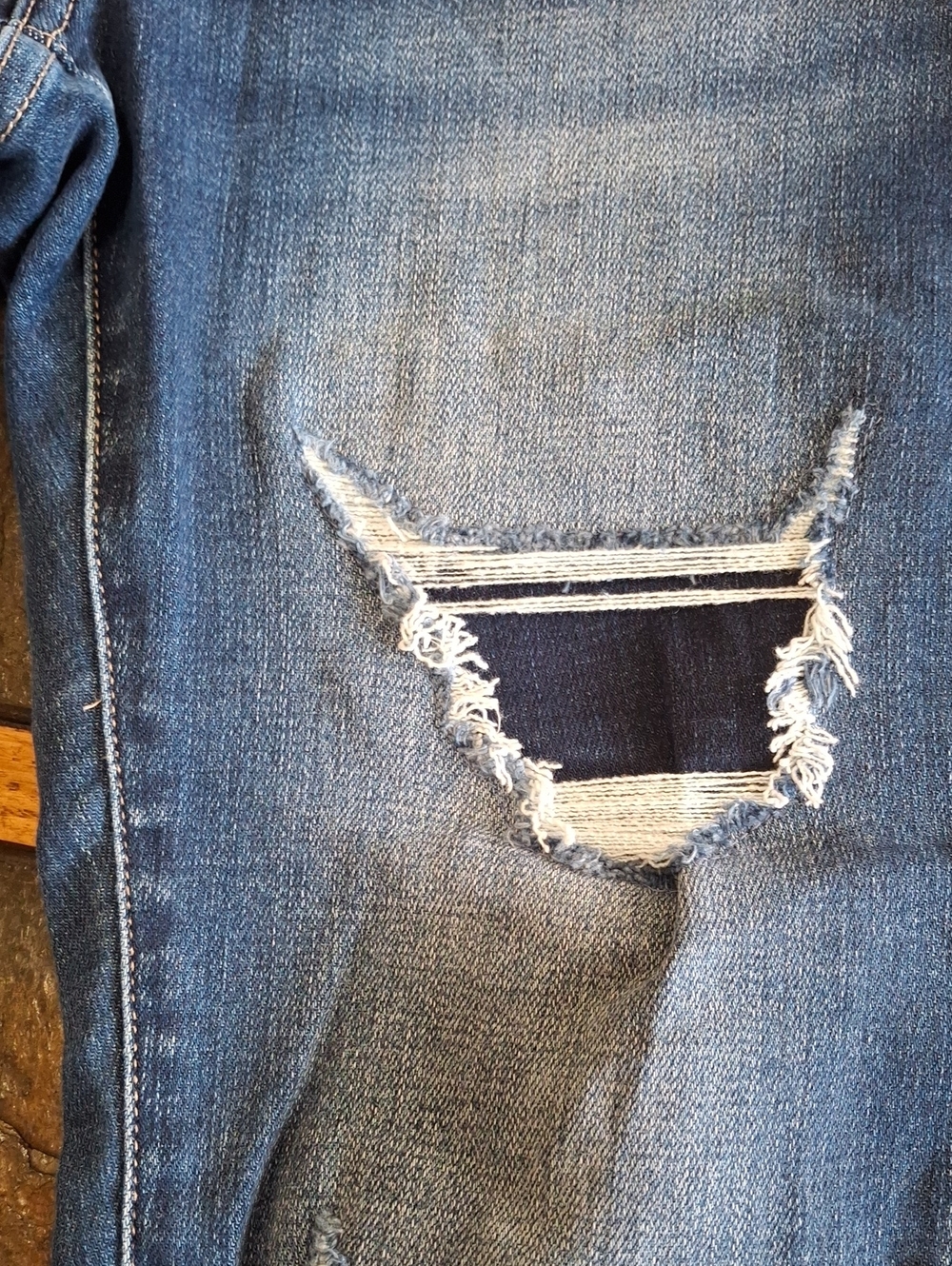 KanCan Medium Blue Distressed Flare Leg Jeans - Picture 3 of 9